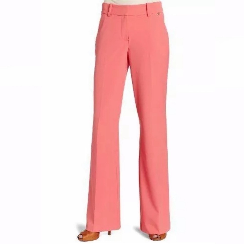 Trina Turk Charlie Salmon Pink Coral Wide Leg Pants Trousers 8